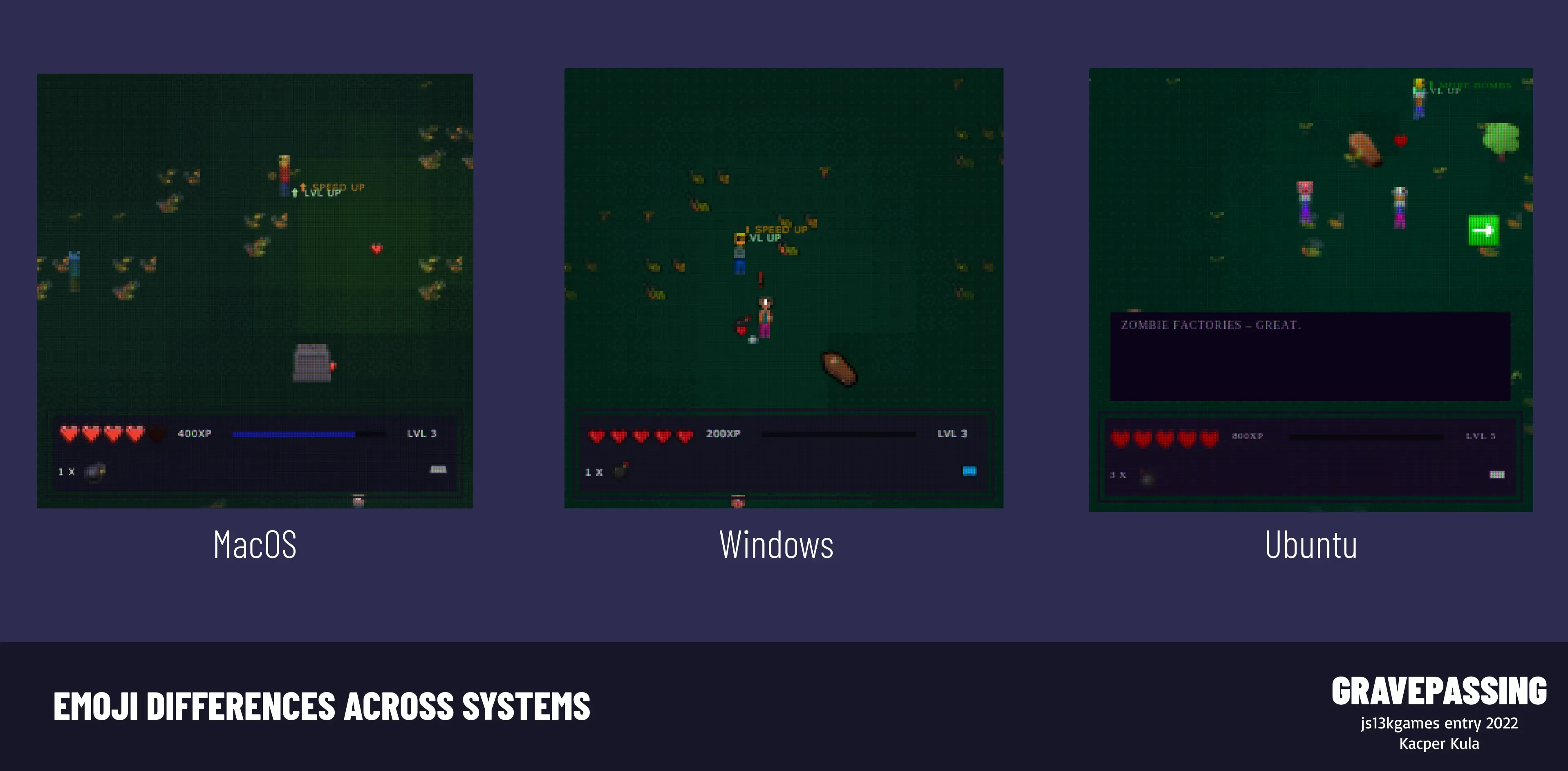 Different operating systems: Windows, Ubuntu, MacOS